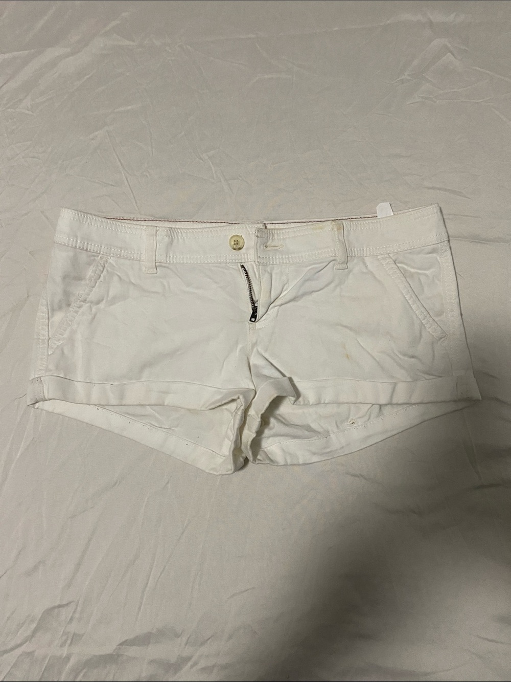 Hollister White High-Rise Cotton Blend Shorts